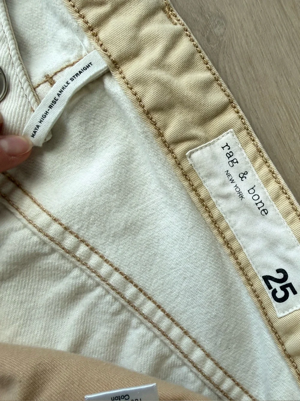 rag & bone White / Ecru high rise ankle maya Straight-Leg Jeans - size 25